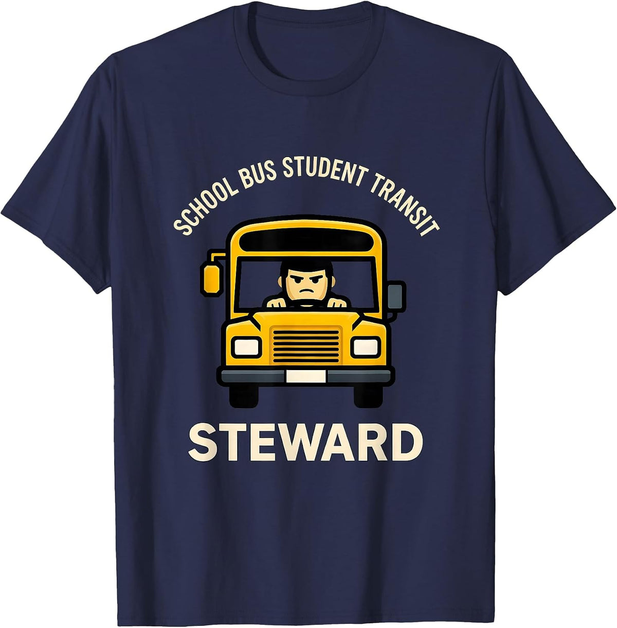 Men's School Bus Student Transit Steward Funny School Bus Driver T-Shirt - Navy Blue