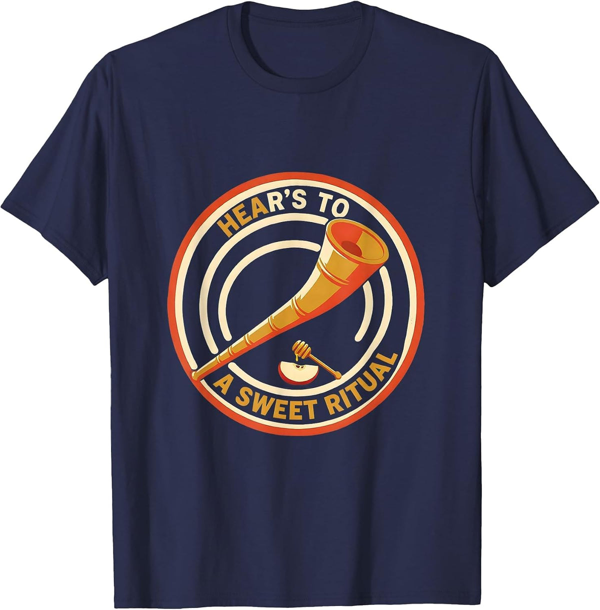 Hear's To A Sweet Ritual Funny Rosh Hashanah Jewish New Year T-Shirt - Navy Blue