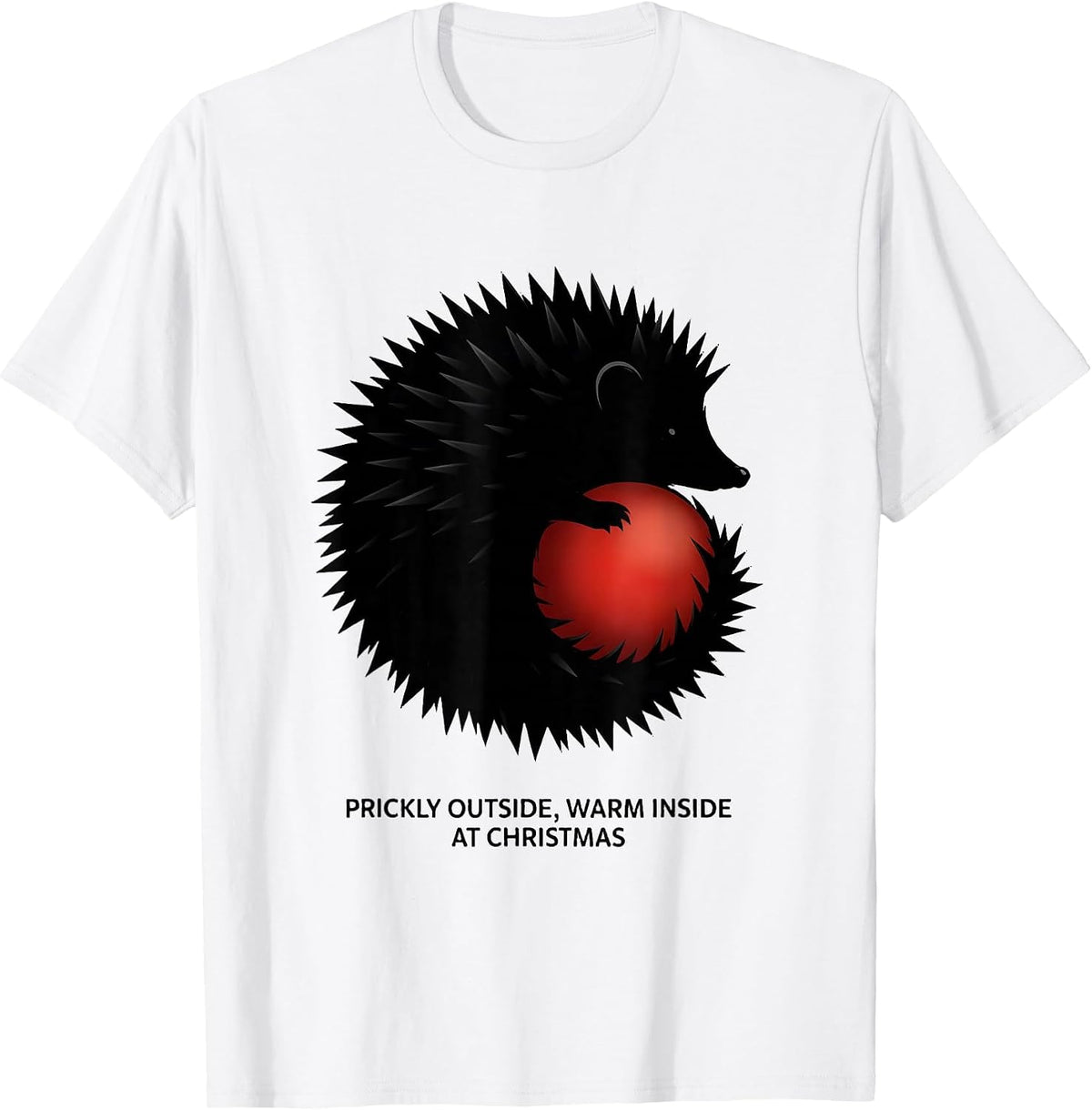 Men's Prickly Outside, Warm Inside At Christmas Cute Hedgehog T-Shirt - White