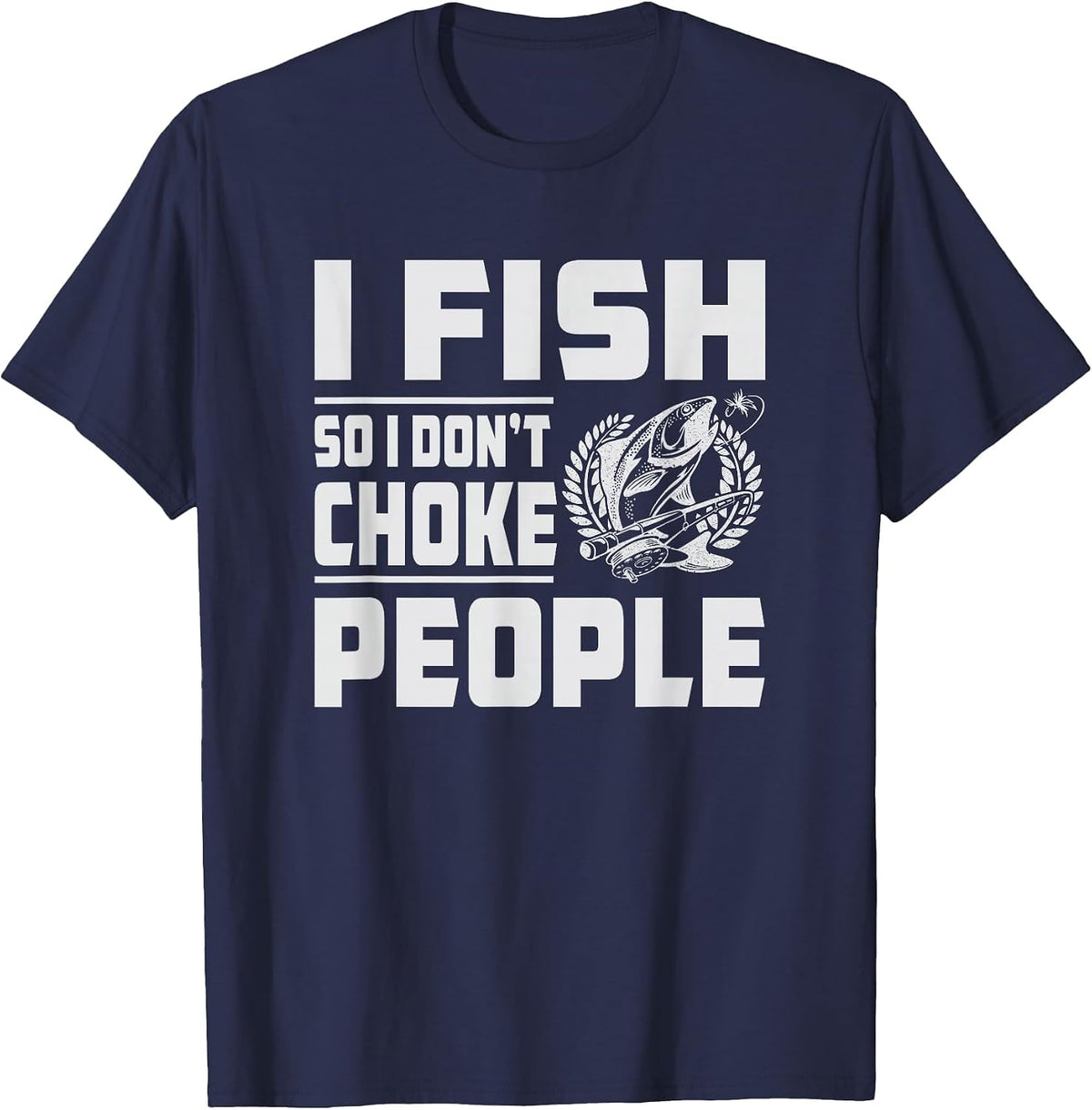 Funny Bass Fishing T-Shirt - Navy Blue
