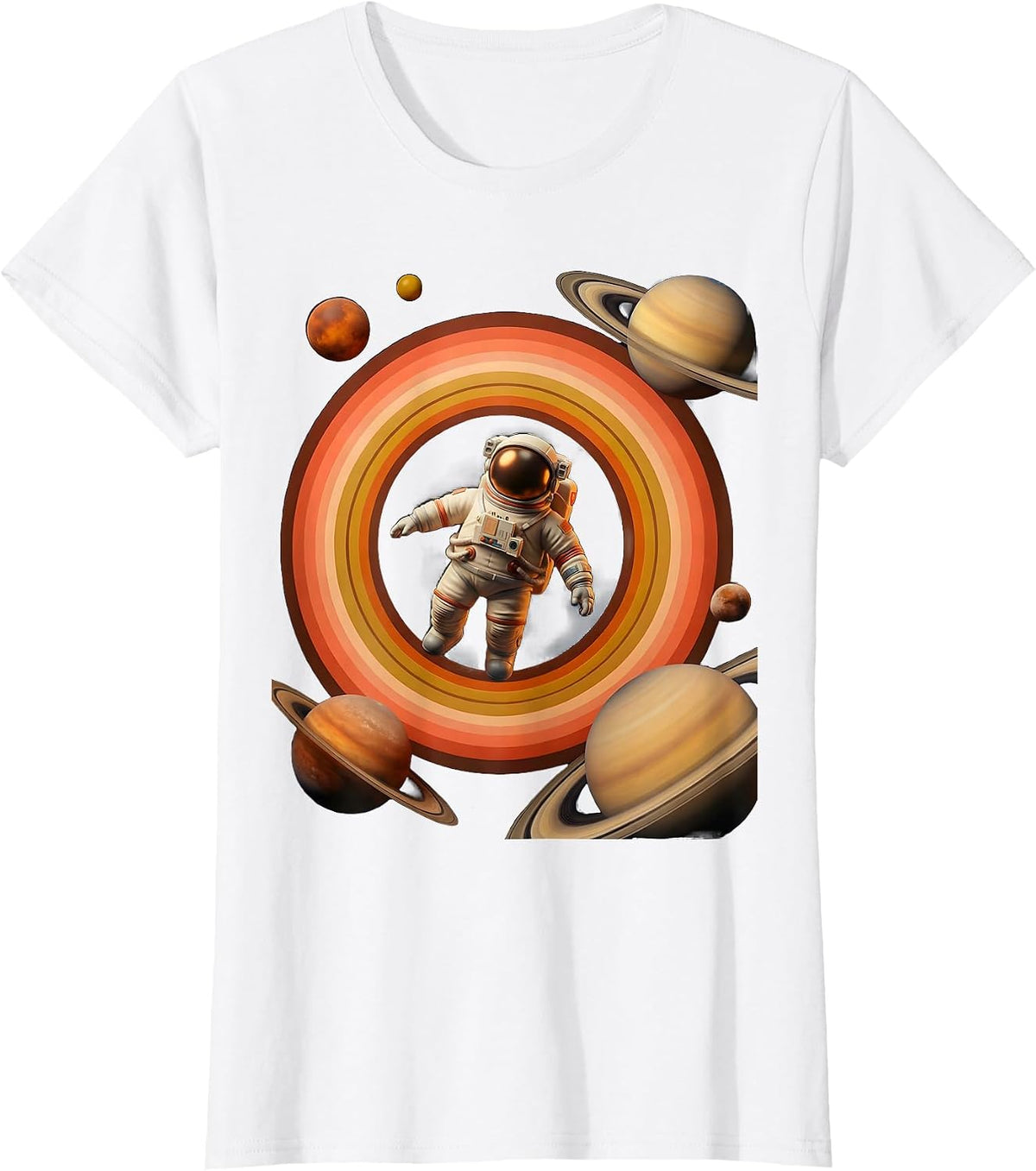 Astronaut Floating Free in Deep Space Design T-Shirt - White