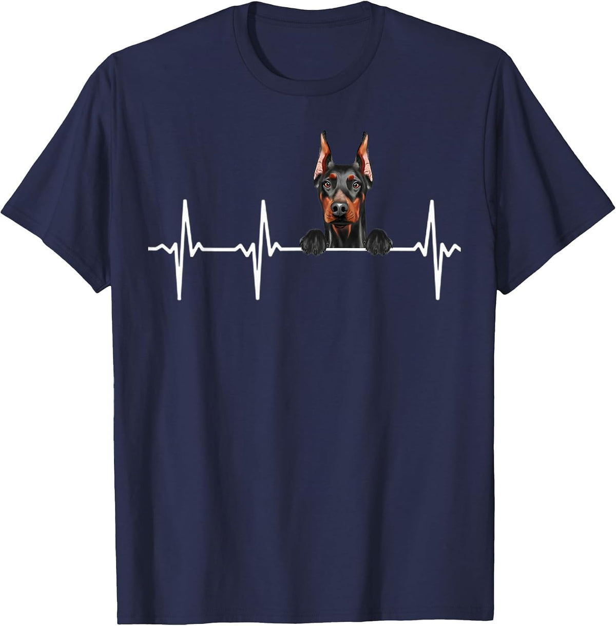 Funny Dog Heartbeat for Doberman Pinscher Lovers T-Shirt - Navy Blue