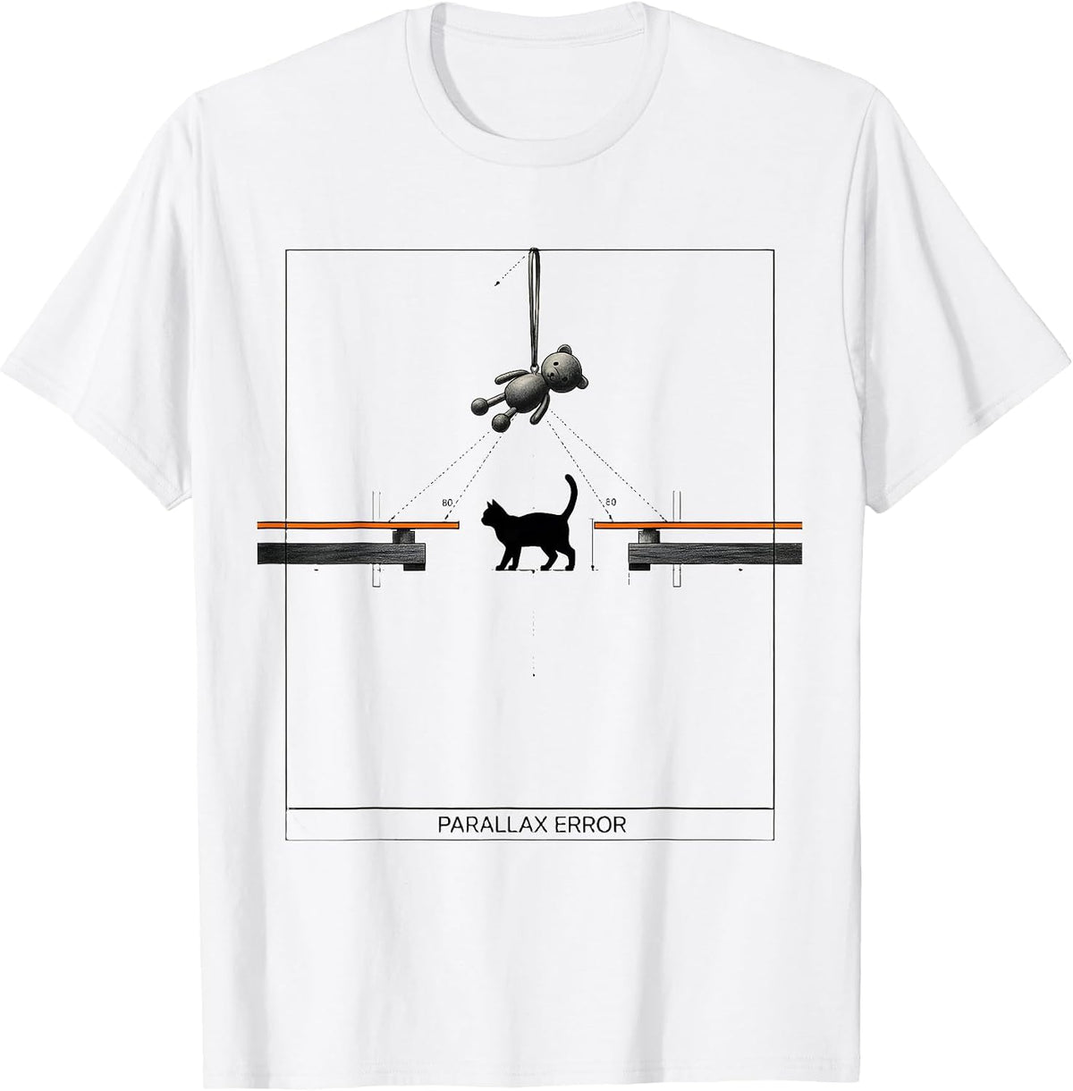 Men's Parallax Error Funny Cat Physics Humor Science Teacher Gift T-Shirt - White