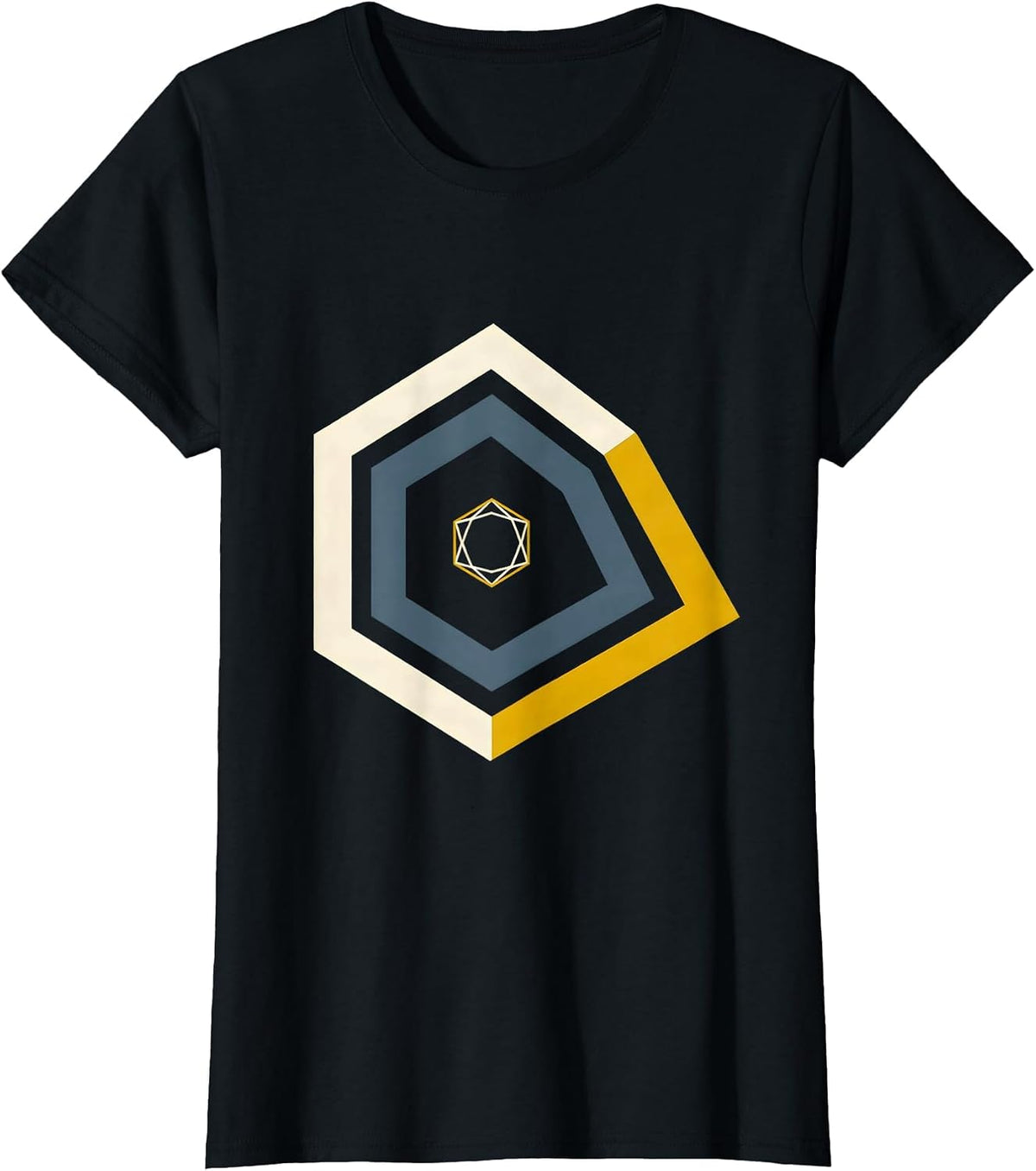 Women's Nested Gold Line 911 Dispatcher First Responder Tribute T-Shirt - Black