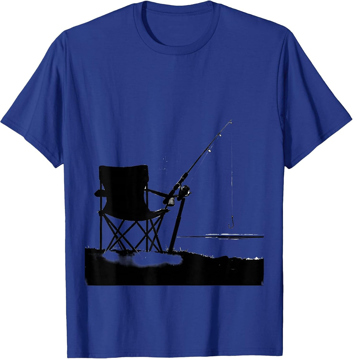Fishing Chair Silhouette Funny Angler Humor T-Shirt - Royal Blue