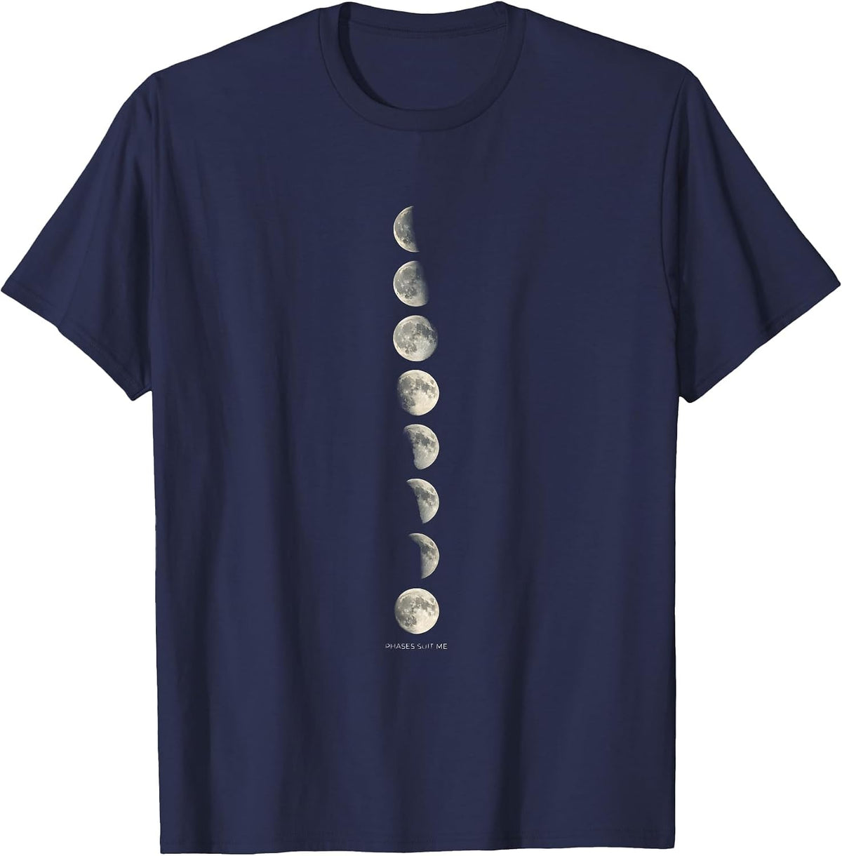 Men's Phases Suit Me Vintage Astronomy Celestial Lunar Cycle T-Shirt - Navy Blue