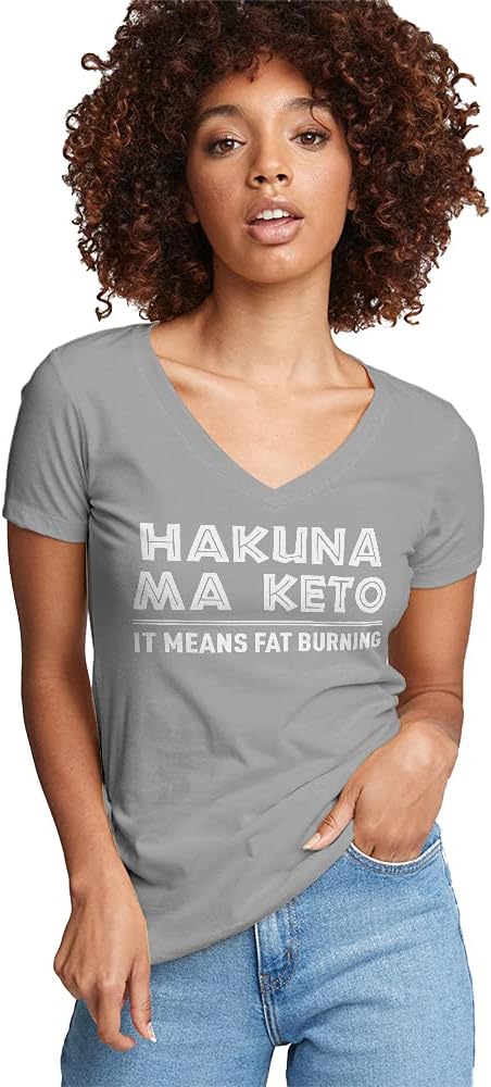 Hakuna Ma Keto Womens V-Neck T-Shirt - Heather Grey
