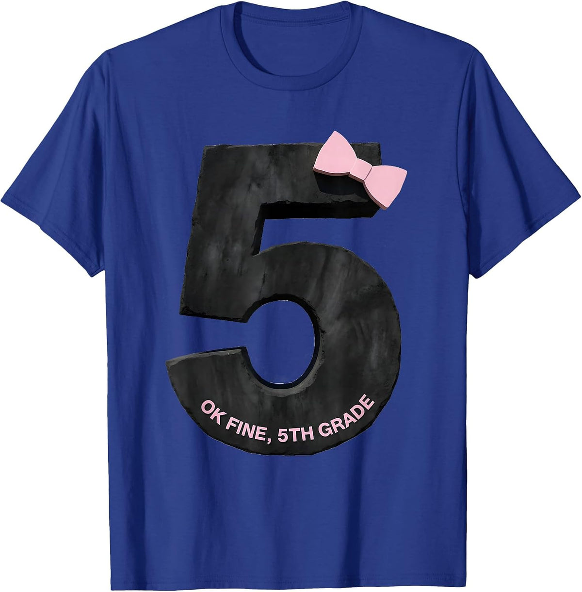 Ok Fine 5th Grade Cute Girly Coquette Bow Back To School T-Shirt - Royal Blue