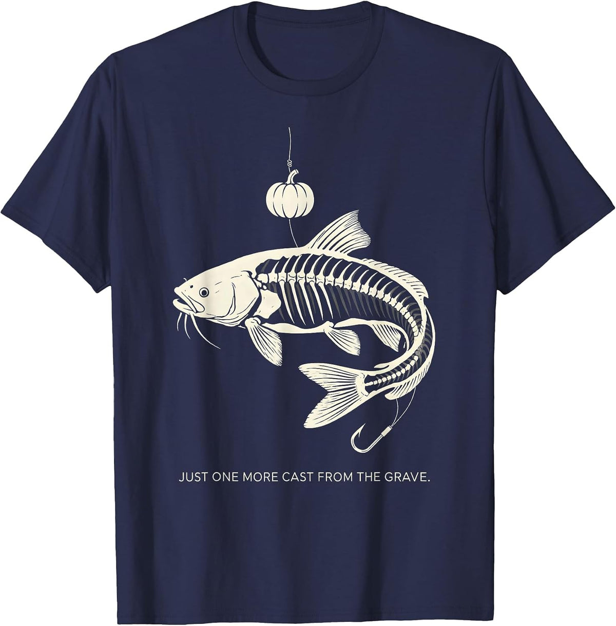 Just One More Cast From The Grave Spooky Halloween Fishing T-Shirt - Navy Blue