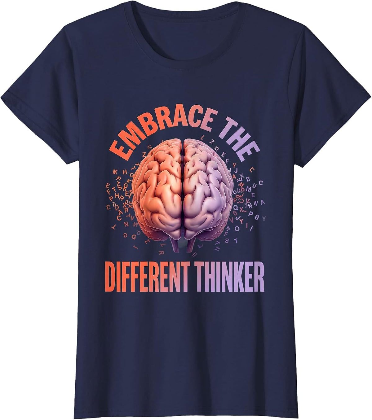 Women's Embrace the Different Thinker Dyslexia Awareness T-Shirt - Navy Blue