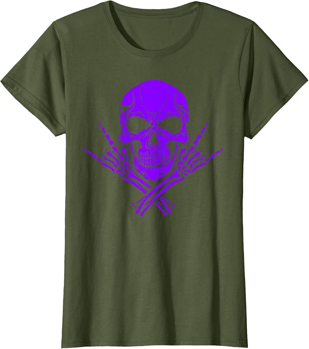 Amazing Purple Skeleton T-Shirt - Olive Green