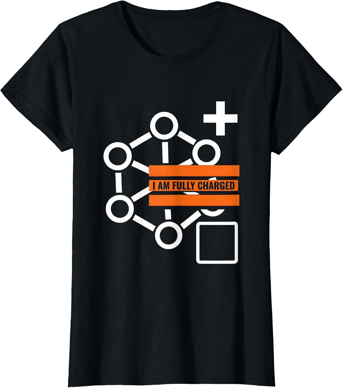 I Am Fully Charged Brutalist Chemistry Nerd Humor Gift T-Shirt - Black