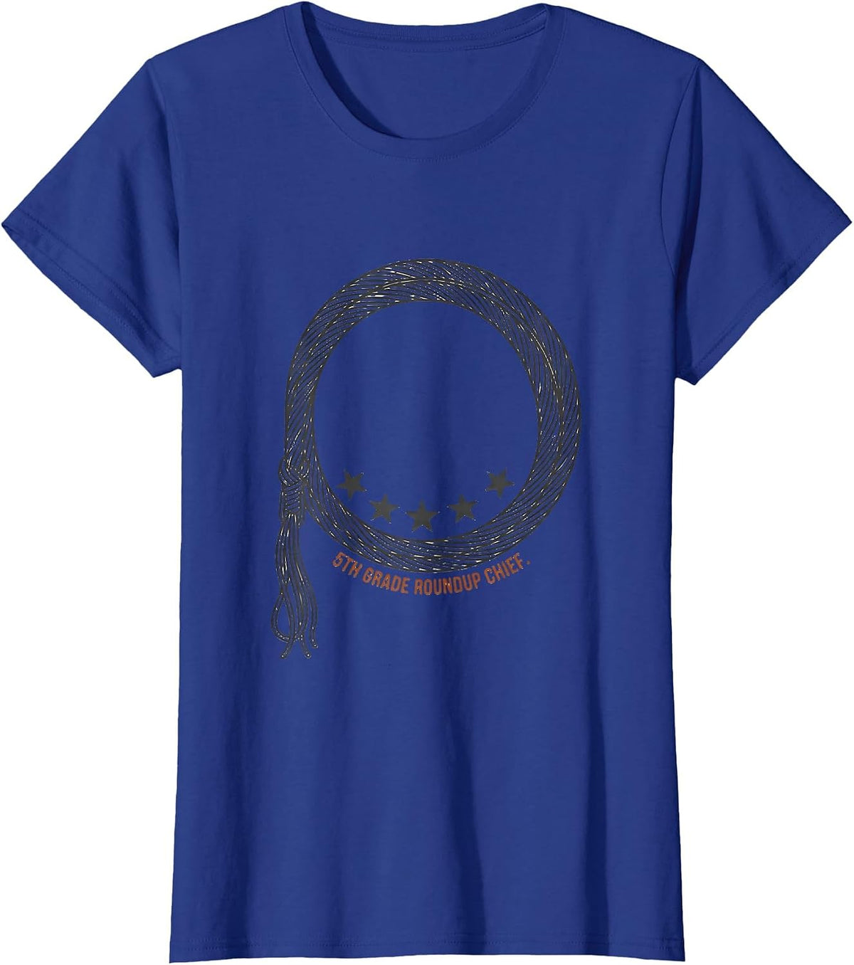 Women's 5th Grade Roundup Chief Western Cowgirl Teacher Back T-Shirt - Royal Blue