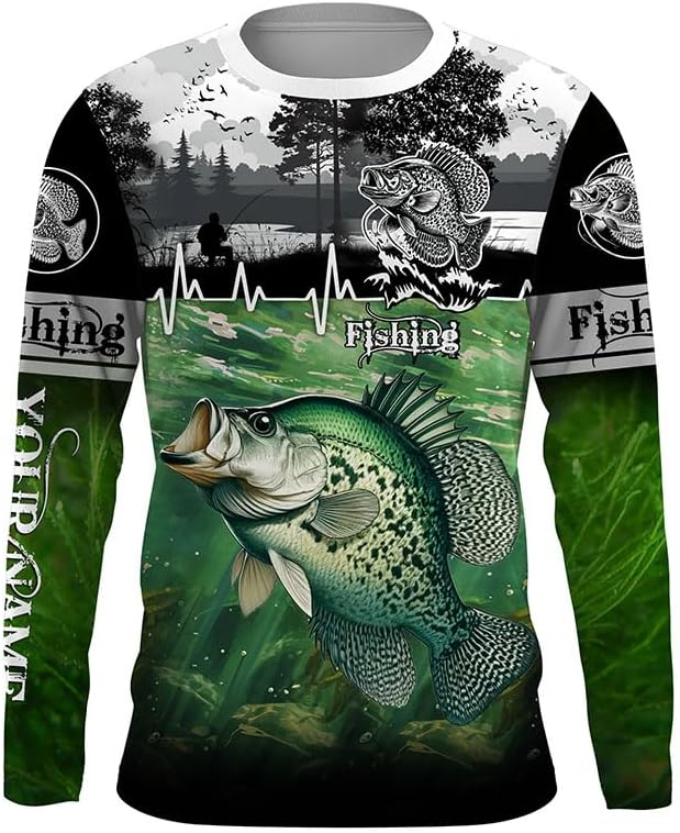 Crappie Fishing UV Protection Custom Name Long Sleeves Fishing Shirts for Men, Women, Kid, Crappie Fishing Jersey - Long