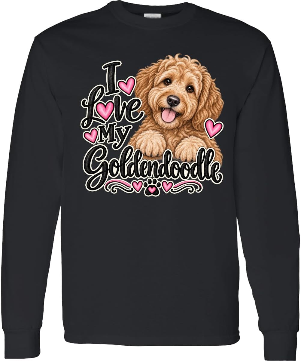 inktastic I Love My Goldendoodle Dog Adult Long Sleeve T-Shirt - 0040 Black