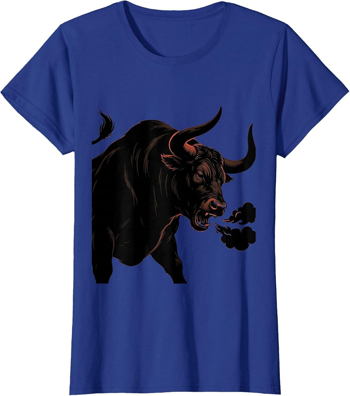 Women's Fierce Rodeo Bull Snorting Flared Nostrils Design T-Shirt - Royal Blue