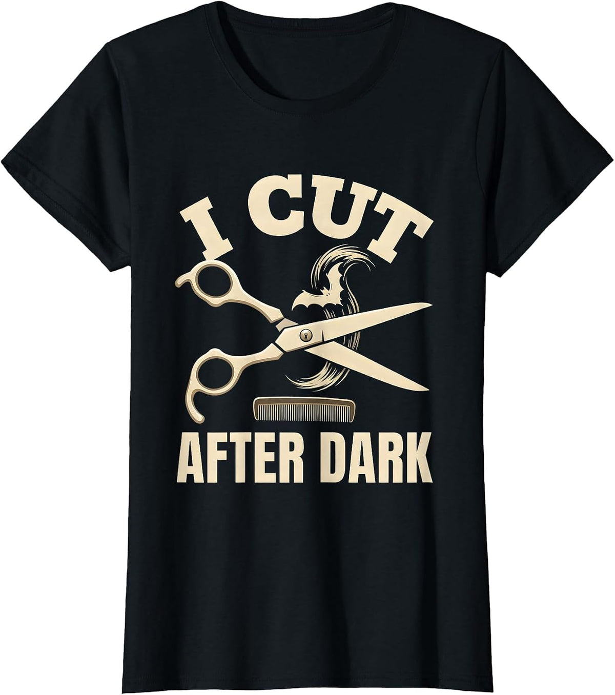 Women's I Cut After Dark Silly Skeleton Halloween Hairstylist Barber T-Shirt - Black