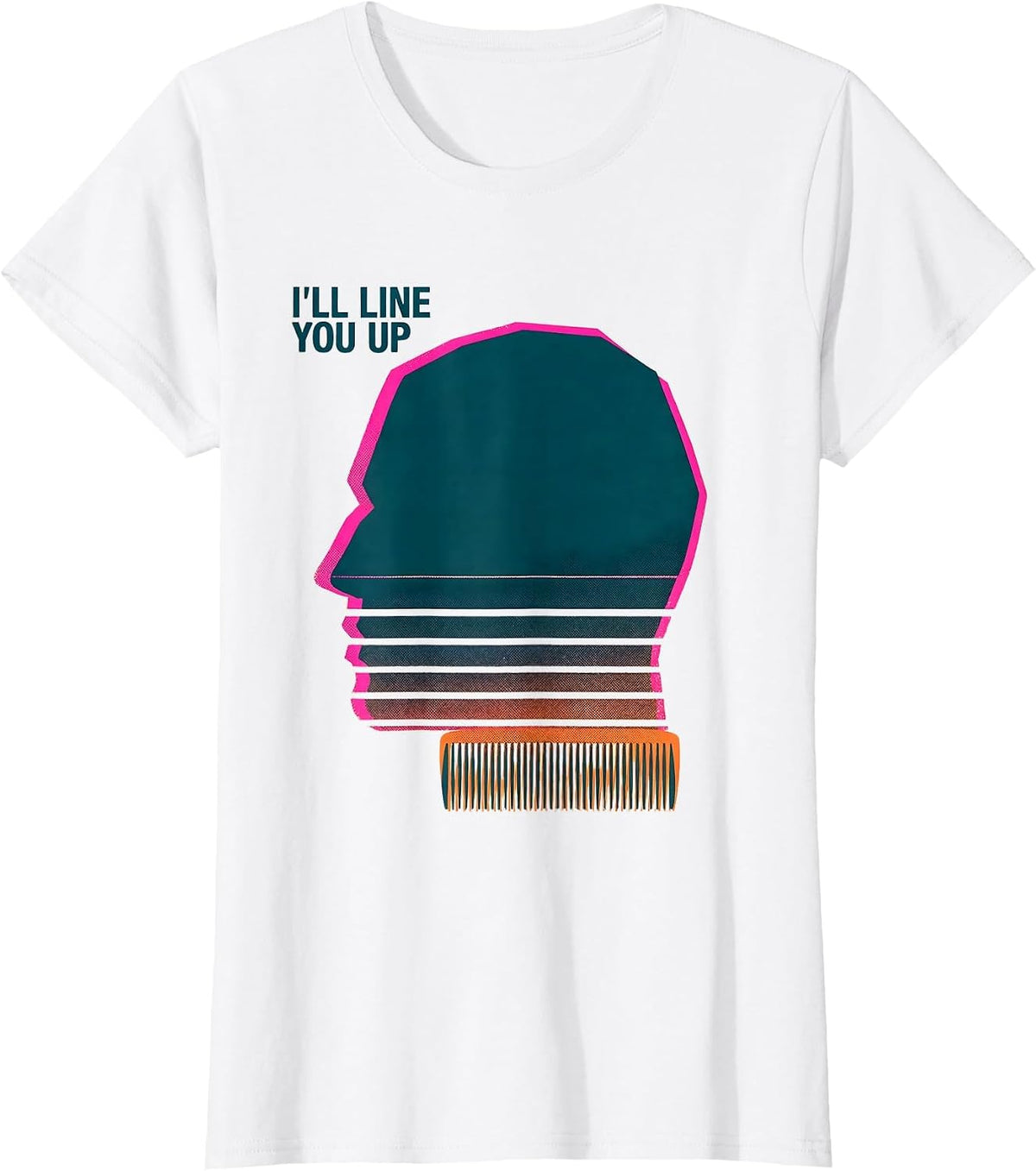 Women's I'll Line You Up Risograph Barber Hairstylist Humor Gift T-Shirt - White