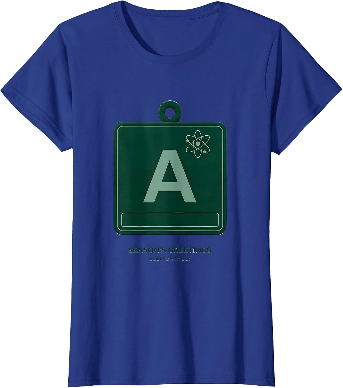 Women's Season's Greetings Elementally Funny Chemistry Nerd Humor T-Shirt - Royal Blue