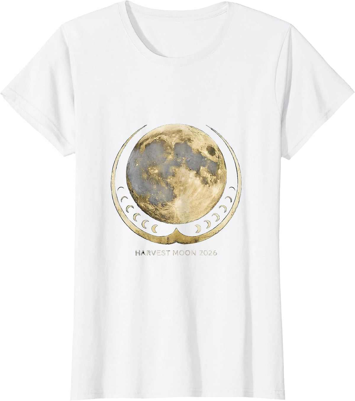 Harvest Moon 2026 Vintage Celestial Astronomy Astrology T-Shirt - White