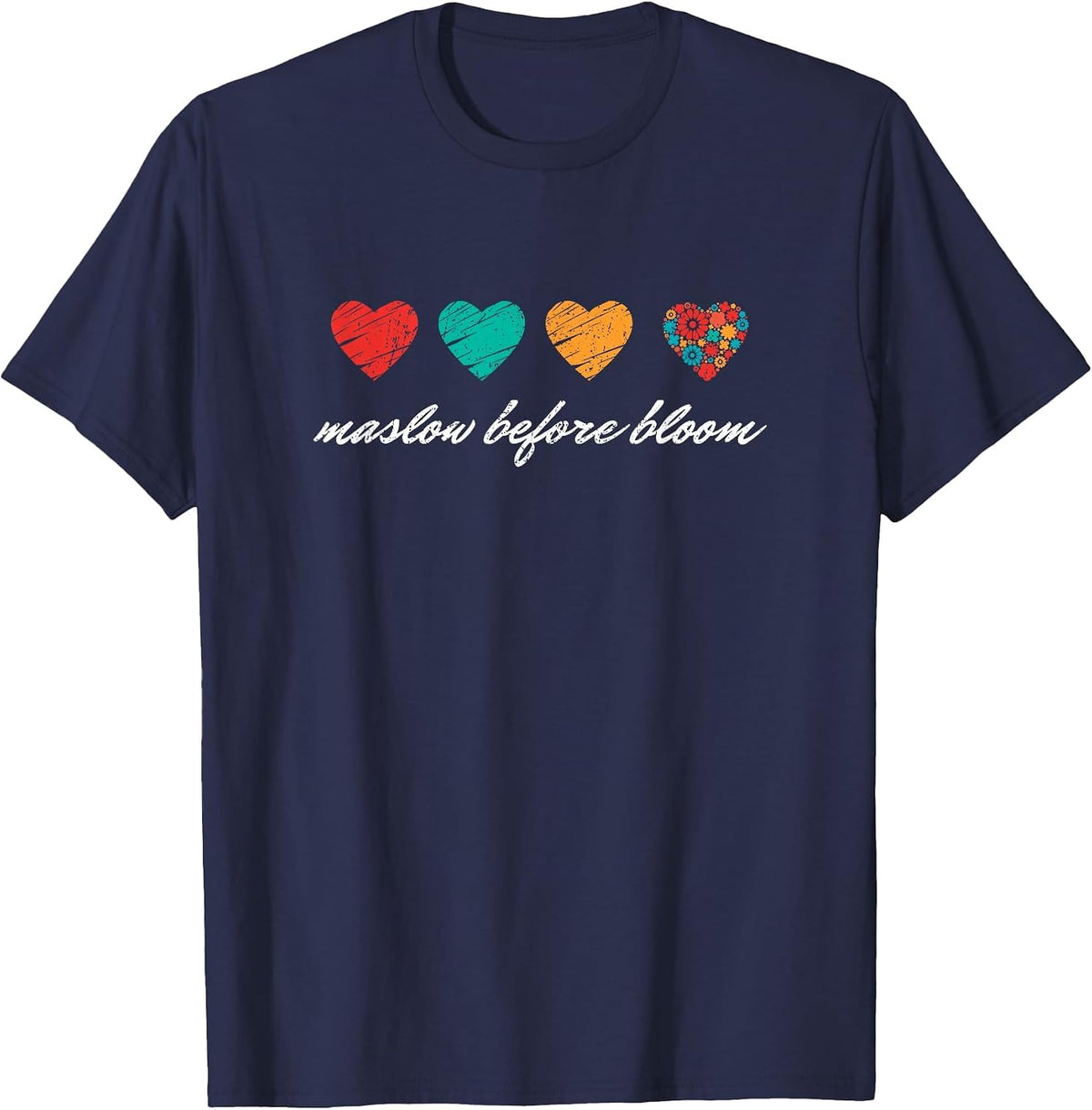 We Have to Maslow Before Blooms SPED Teacher School Retro T-Shirt - Navy Blue