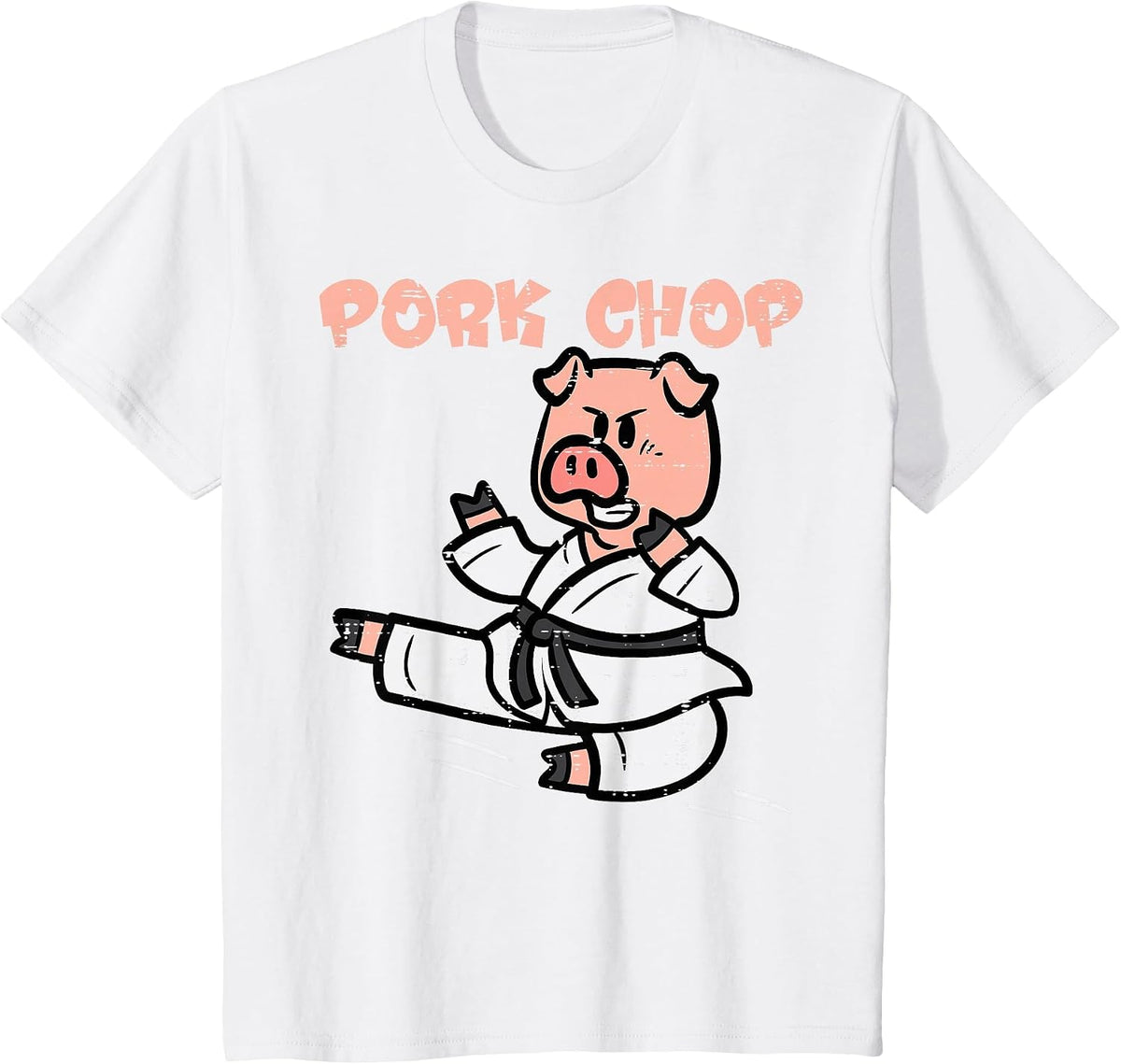 Pig Karate Pork Chop Funny Hog Swine Pun Men Boys Kids Women T-Shirt - White
