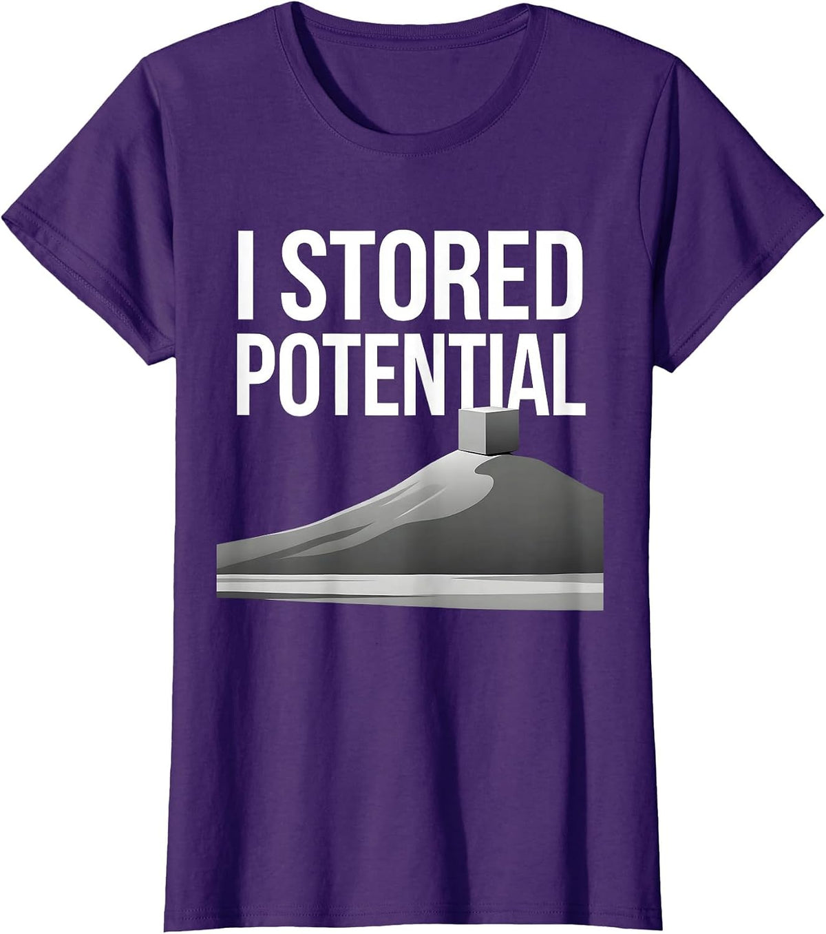 Women's I Stored Potential Funny Physics Pun Humor T-Shirt - Purple
