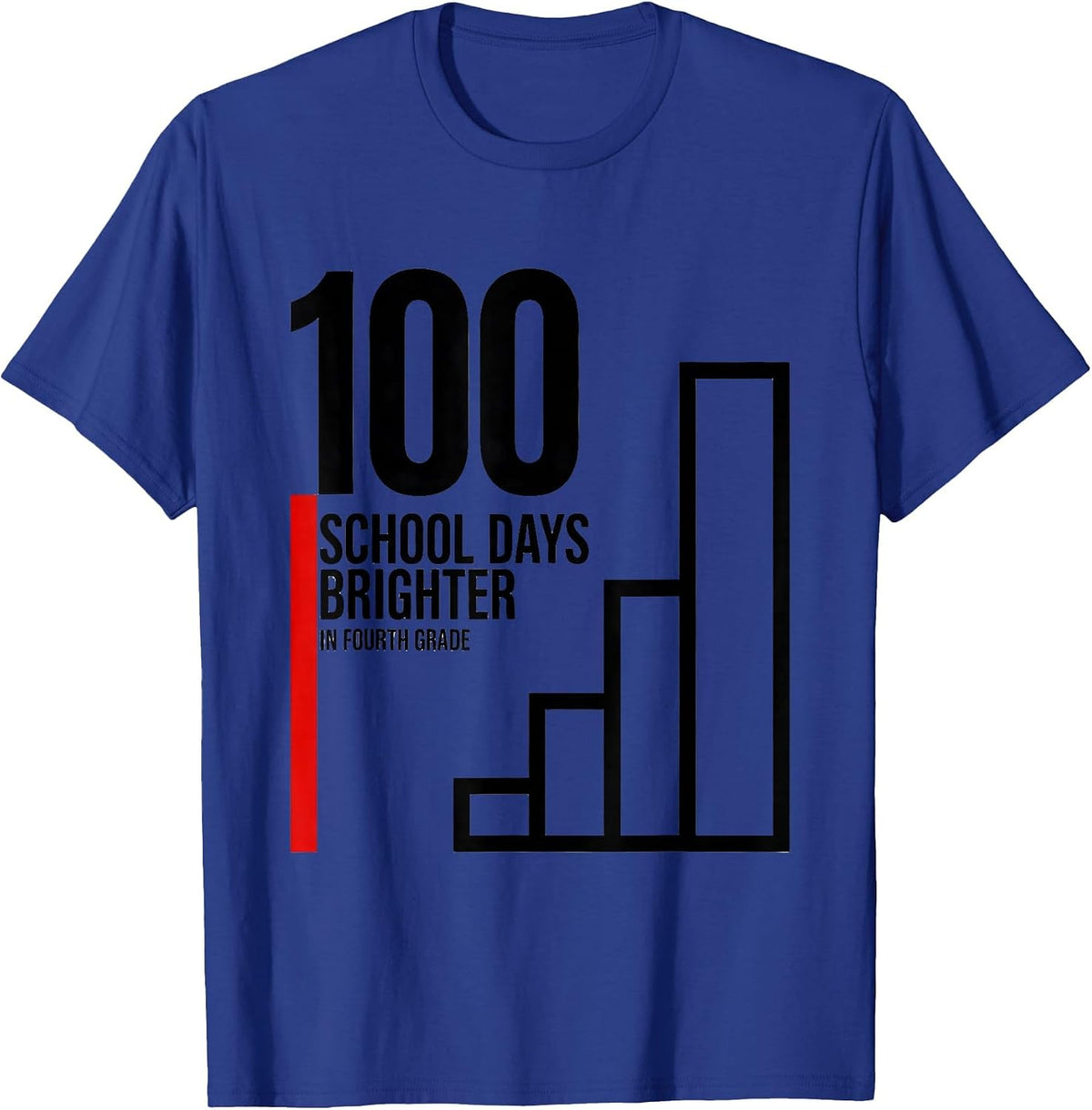 Men's 100 School Days Brighter In Fourth Grade Retro T-Shirt - Royal Blue