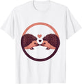 Men's Hedgehog Love Nose Touch Cute Couple Graphic T-Shirt - White
