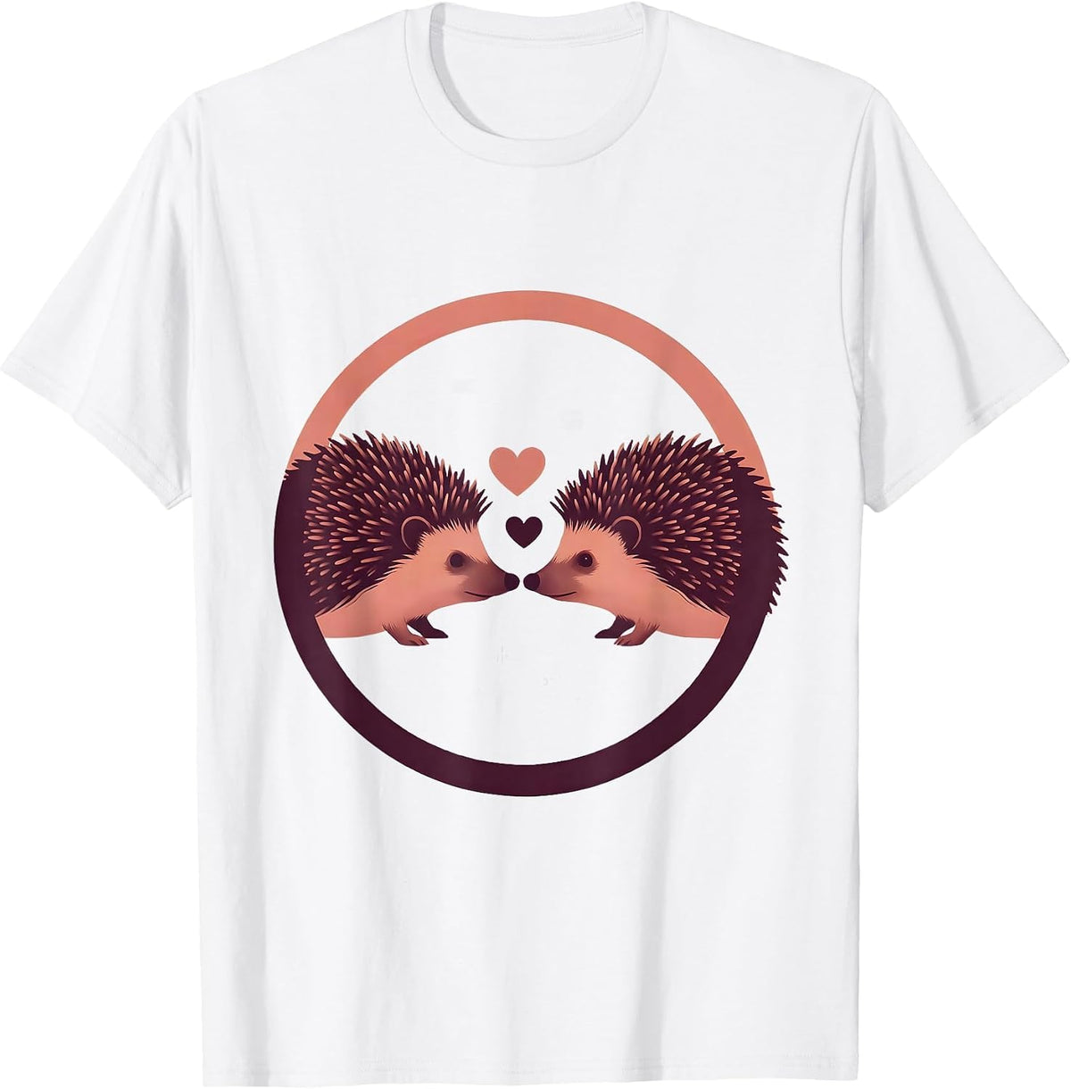 Men's Hedgehog Love Nose Touch Cute Couple Graphic T-Shirt - White