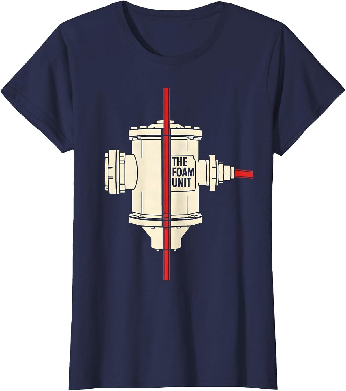 Women's THE FOAM UNIT Stencil Firefighter Humor Thin Red Line Gift T-Shirt - Navy Blue