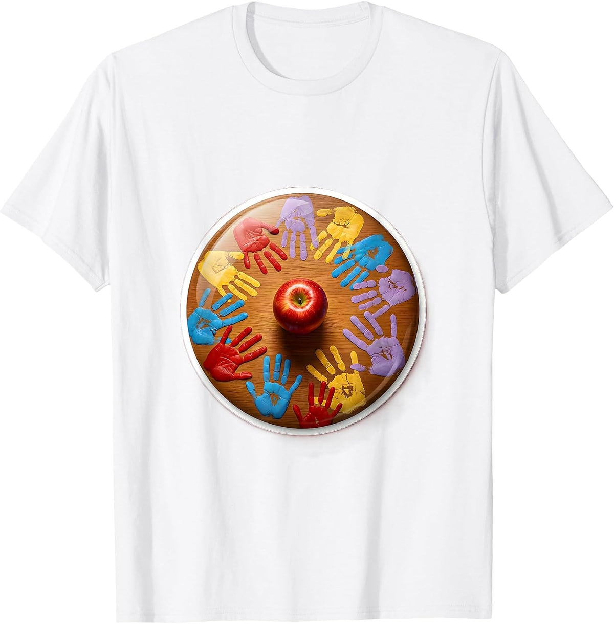 Elementary Teacher Tiny Handprints Desk Design T-Shirt - White