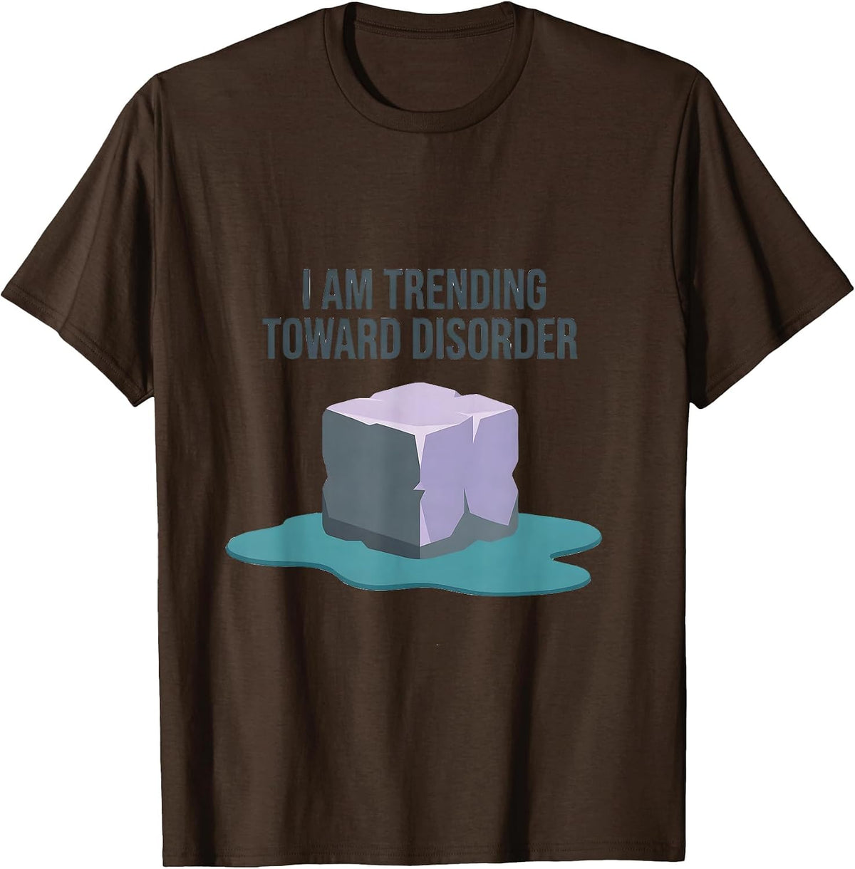 Men's I Am Trending Toward Disorder Funny Physics Pun Humor T-Shirt - Brown