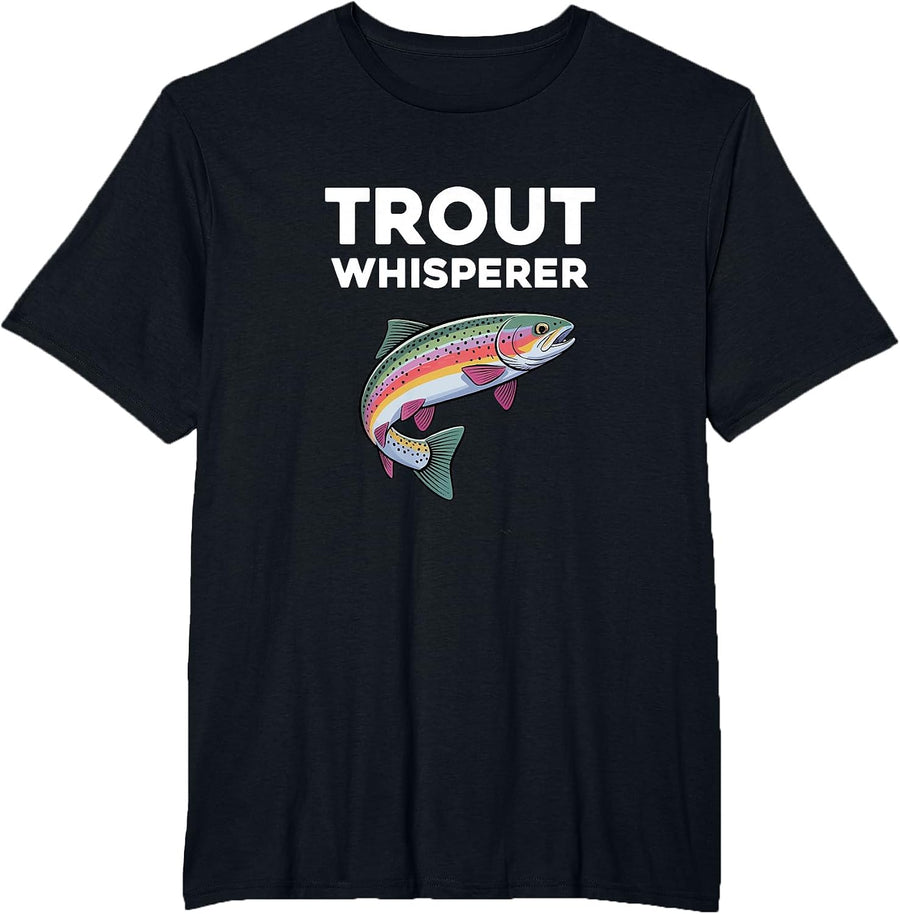 Trout Whisperer Funny Trout Fishing T-Shirt - Black