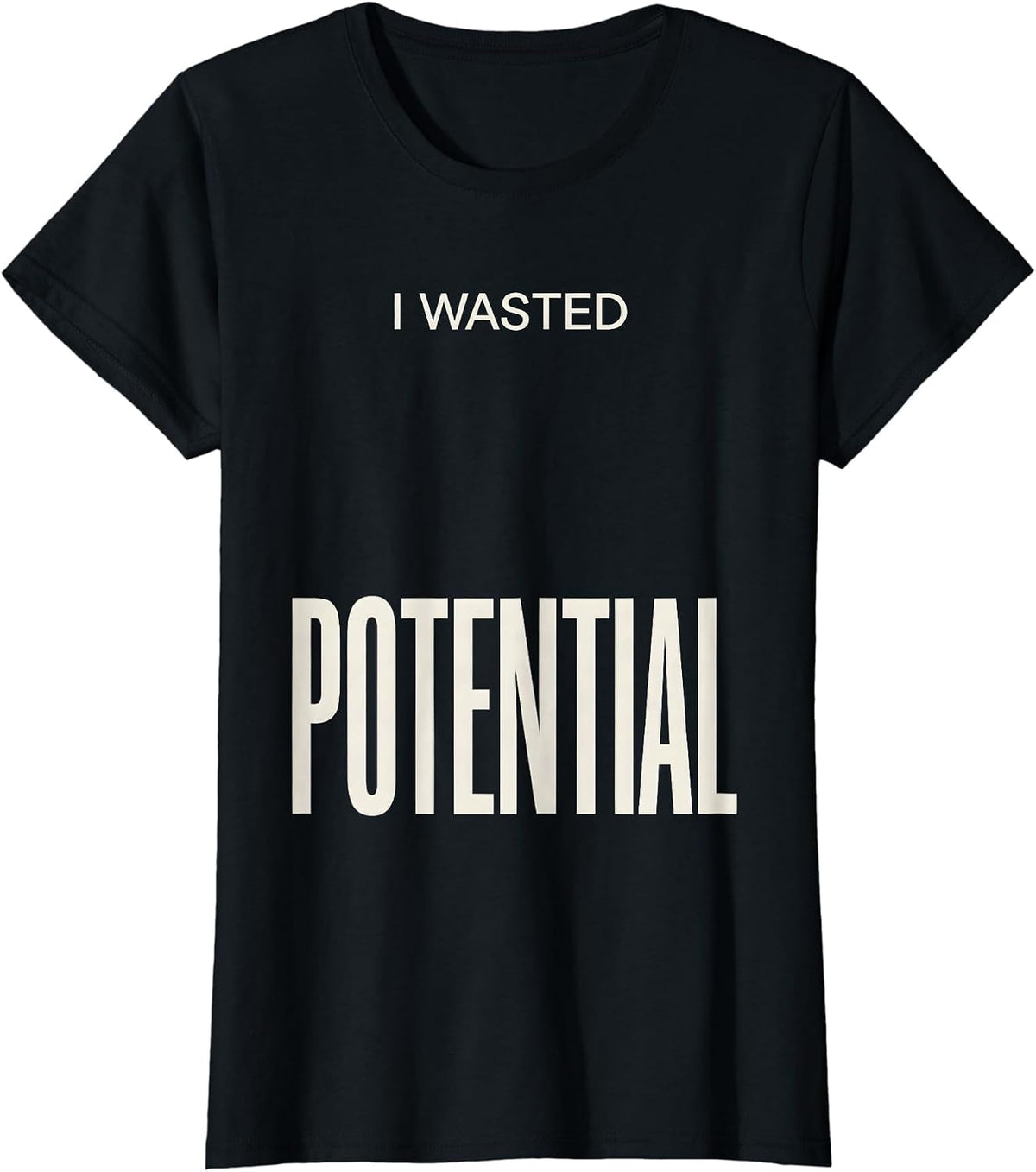 I Wasted Potential Funny Physics Pun Humor T-Shirt - Black