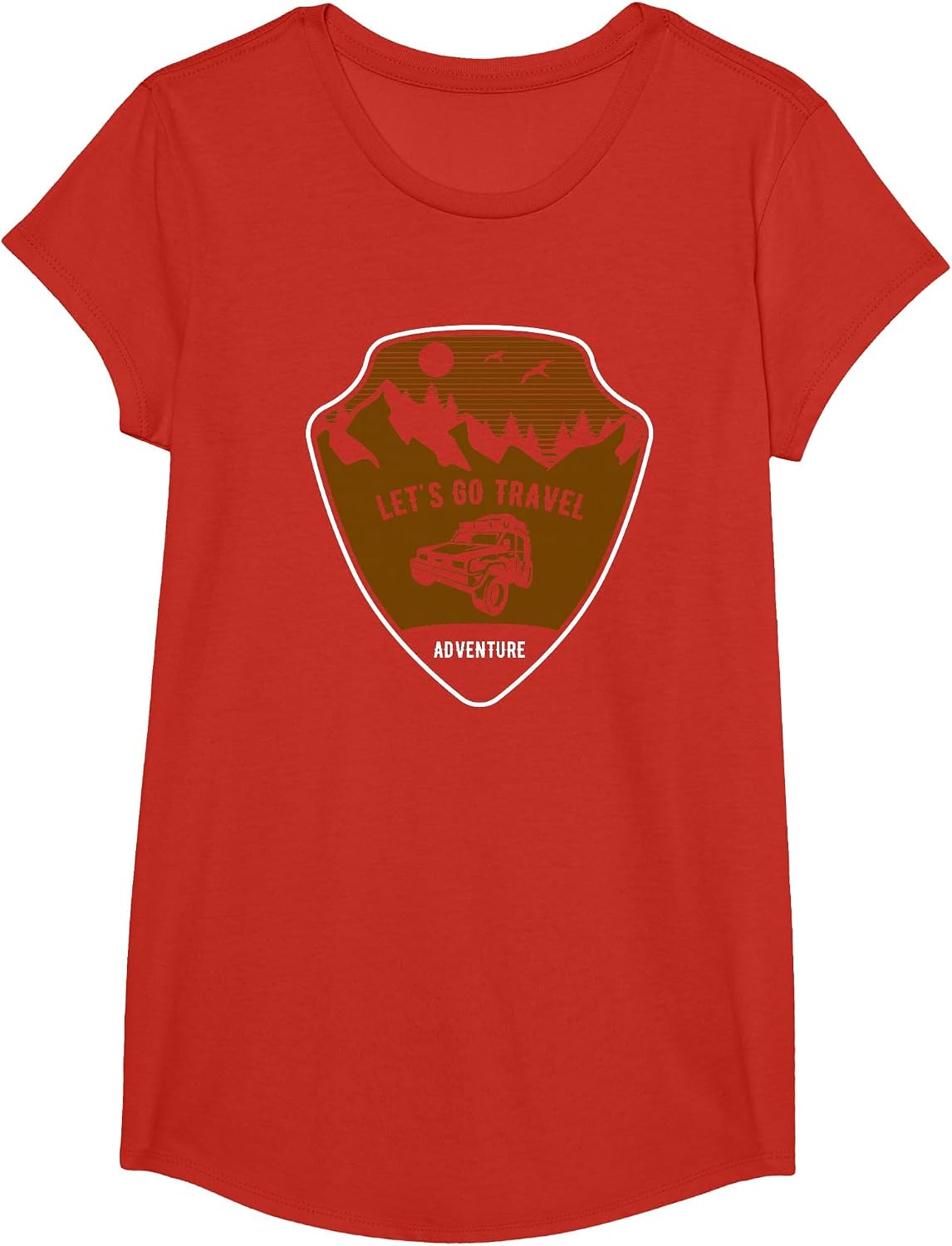 Let's Go Travel Off Roading T-Shirt - Girls Red