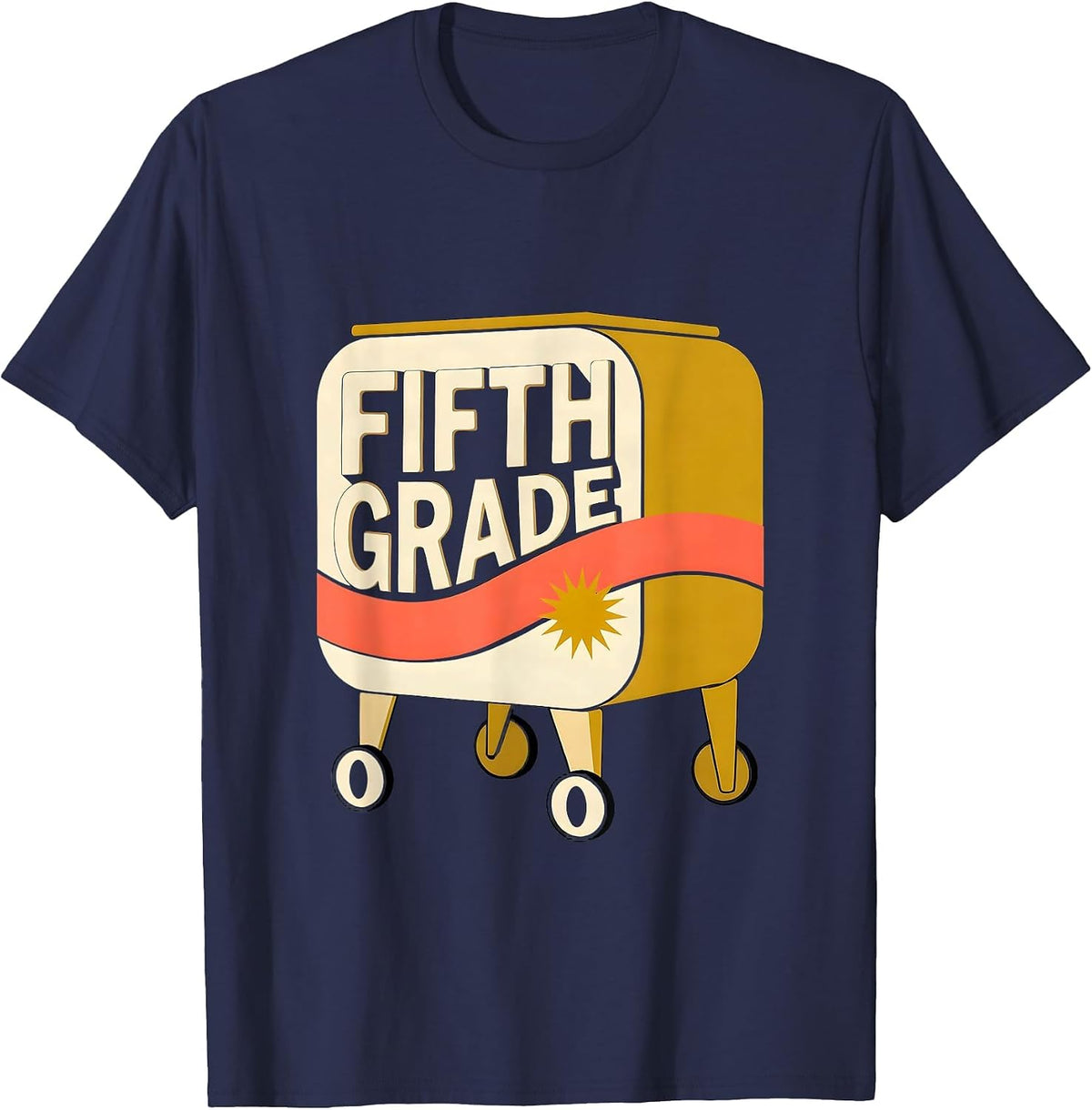 Men's Fifth Grade Preppy Midcentury Modern Back To School Teacher T-Shirt - Navy Blue