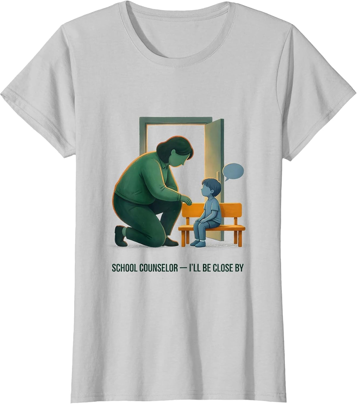 Women's School Counselor I’ll Be Close By Storybook Counselor T-Shirt - Silver Grey
