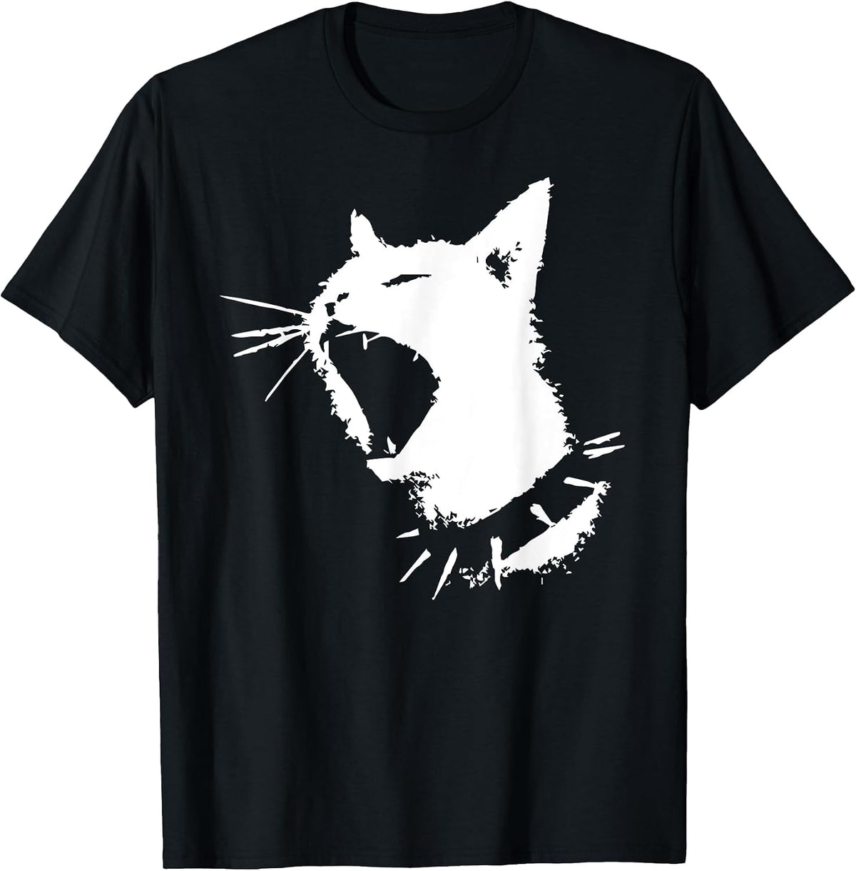 Cat Skull Punk Y2k Cute Creepy Kitty Goth Black Alt Gothic T-Shirt - Black