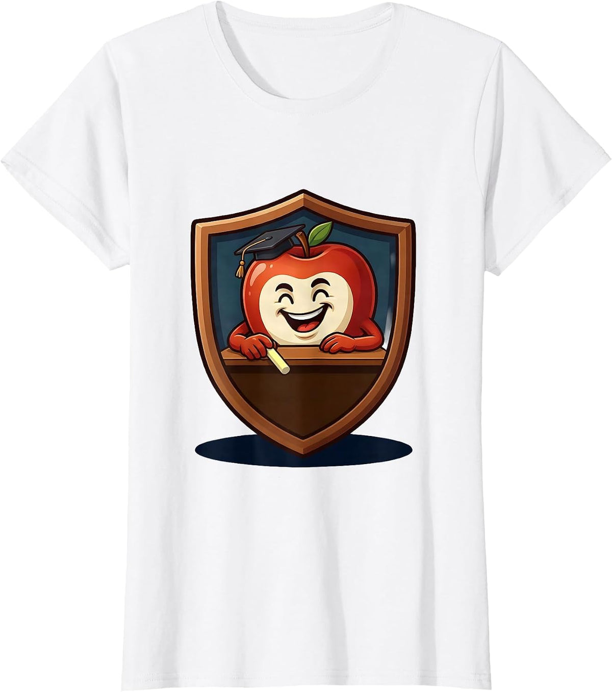 Professor's Desk Apple and Chalk College Graphic T-Shirt - White