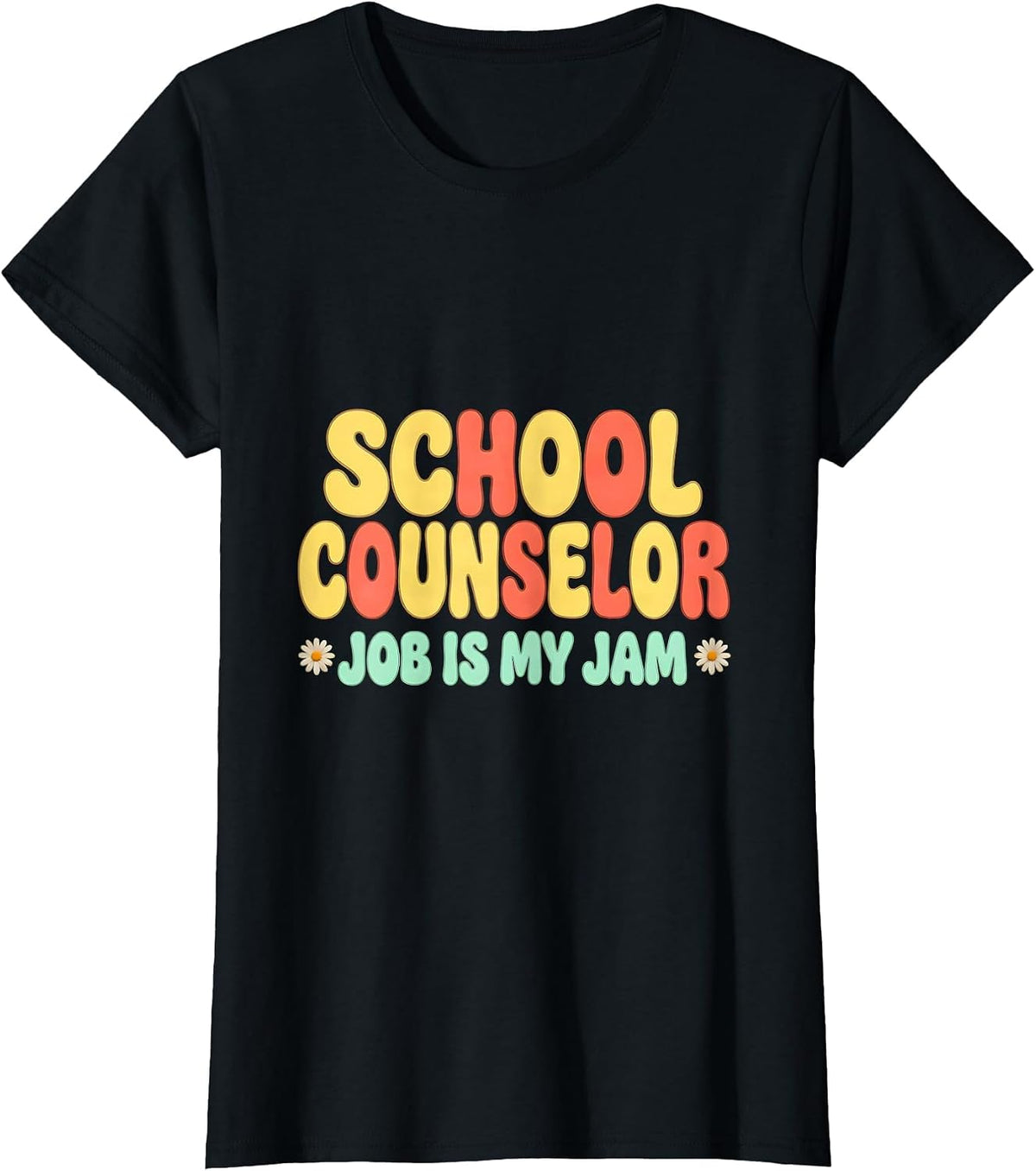 School Counselor Job Is My Jam Groovy Retro Workplace Pride T-Shirt - Black