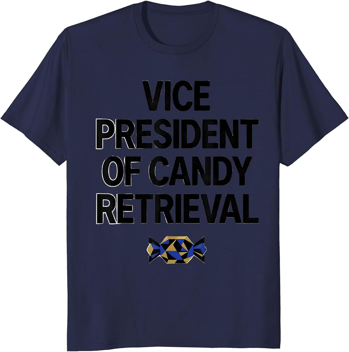 Men's Vice President Of Candy Retrieval Geometric Cinco De Mayo T-Shirt - Navy Blue