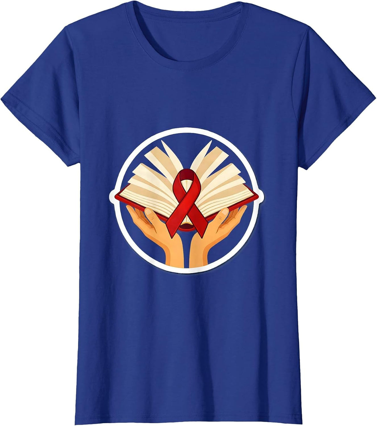 Women's Dyslexia Awareness Glowing Book Illustration T-Shirt - Royal Blue