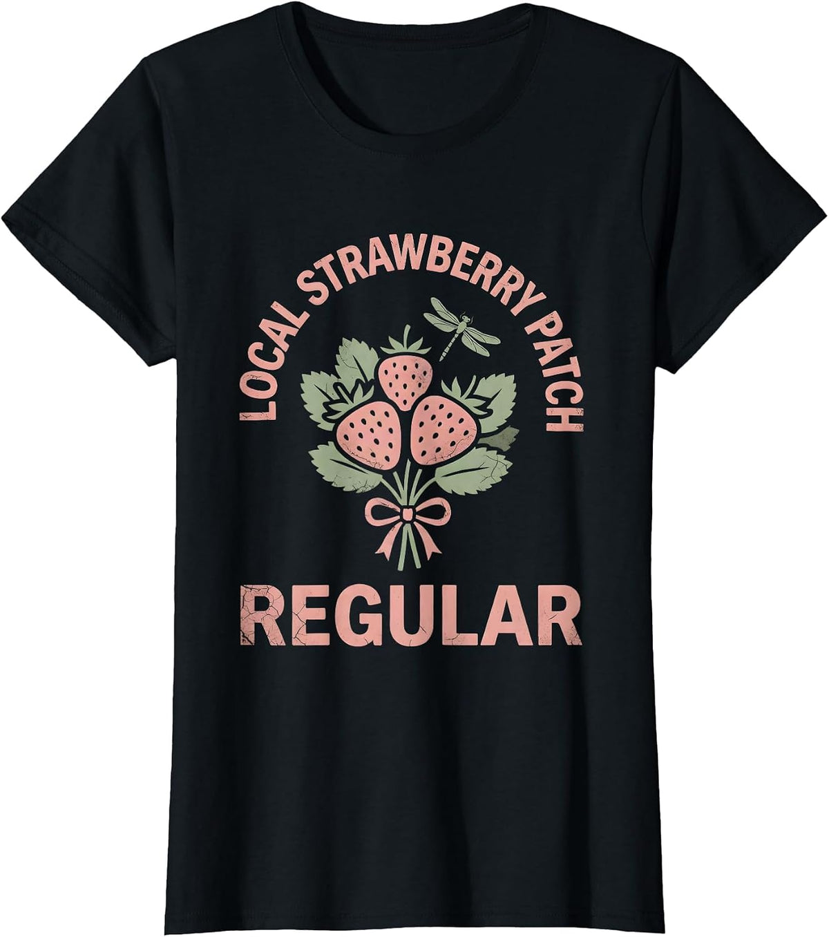 Local Strawberry Patch Regular Graphic Design T-Shirt - Black