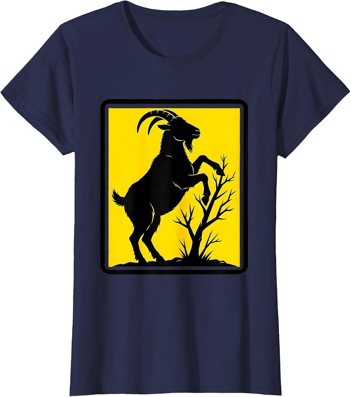 Women's Goat Farmer Humor Silhouette Funny Goat Lover Gift T-Shirt - Navy Blue