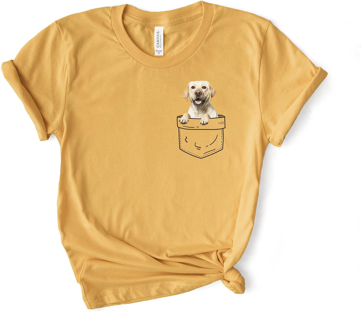 Pocket Labrador Dog Shirt, Bella Canvas® Soft-Feel Unisex Tee - Heather Mustard