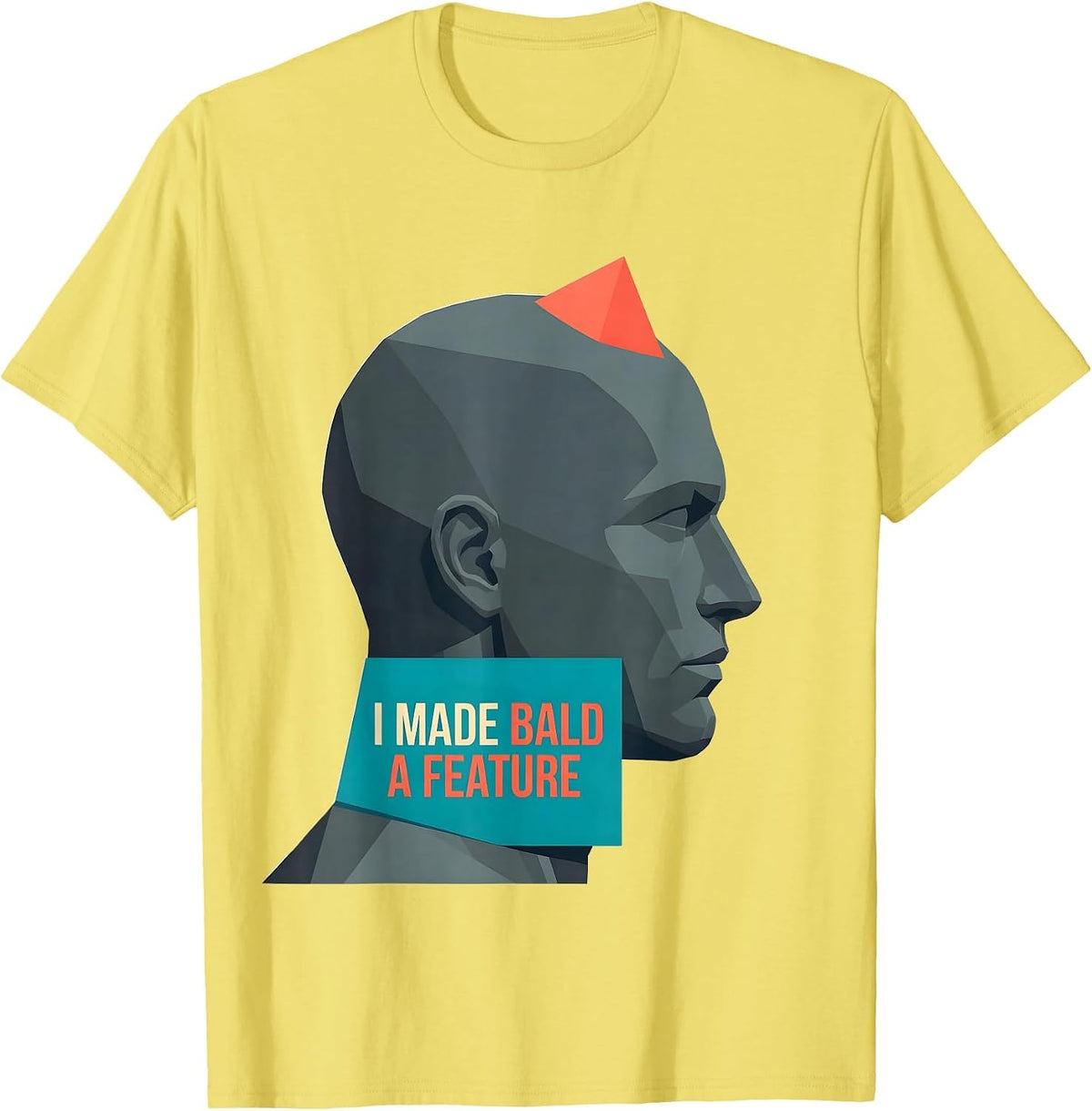 Men's I Made Bald A Feature Funny Bald Men Barber Humor T-Shirt - Lemon Yellow