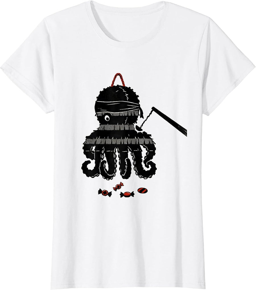 Women's Octopus Piñata Funny Cinco De Mayo Party Costume T-Shirt - White