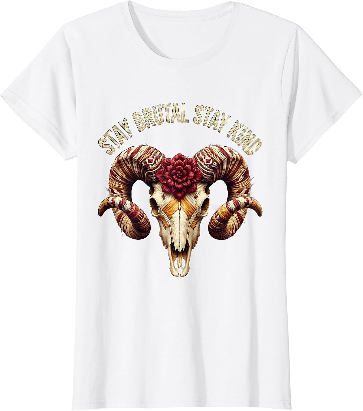 Stay Brutal Stay Kind Heavy Metal Graphic Design T-Shirt - White