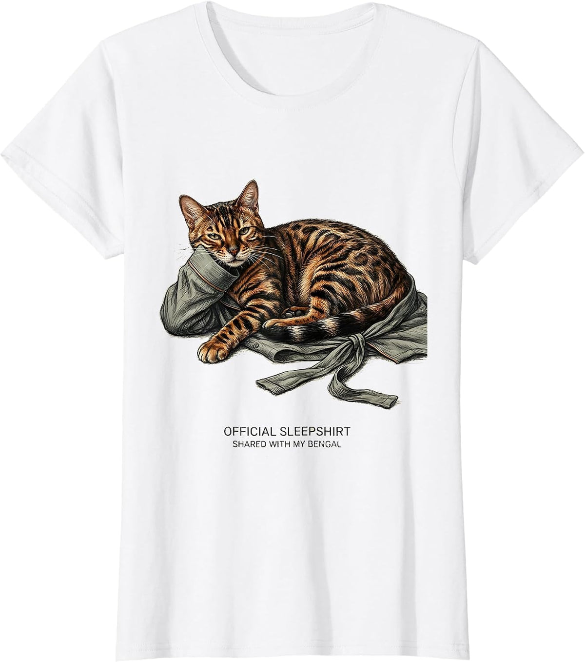 Official Sleepshirt, Shared With My Bengal Cat Lover T-Shirt - White